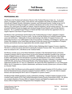 CV for Neil Broom Expert Witness in Computer Forensics Investigations in Hawaii